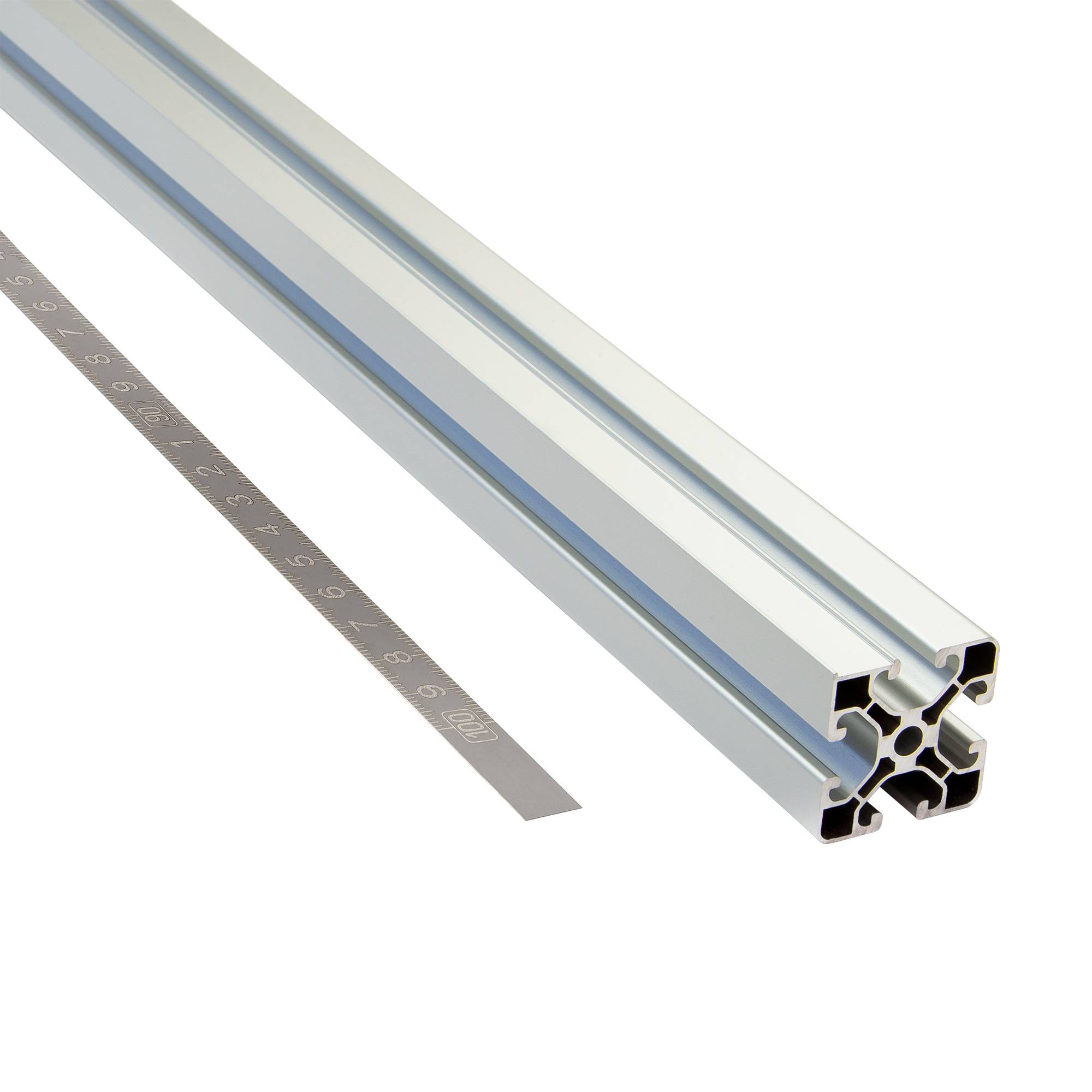 SCHMIDT systemprofile Längenanschlag C 2m Aluminium-Profil Säge-Anschlag 1m-1m Mitte Maßband 2x Ablängklappe