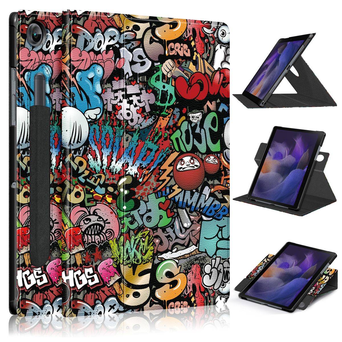 Für Samsung Galaxy Tab A8 2021 10.5 Zoll 360 Grad Rotation Tablet Tasche Hülle Case Cover Etui Schutz Motiv 2 Neu