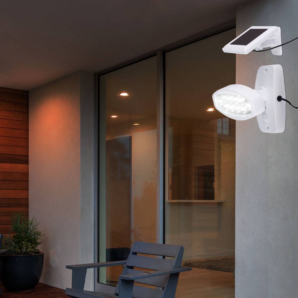 2er Set LED Solar Außen Leuchten Bewegungs Senor Wand Strahler Einfahrt Beleuchtung