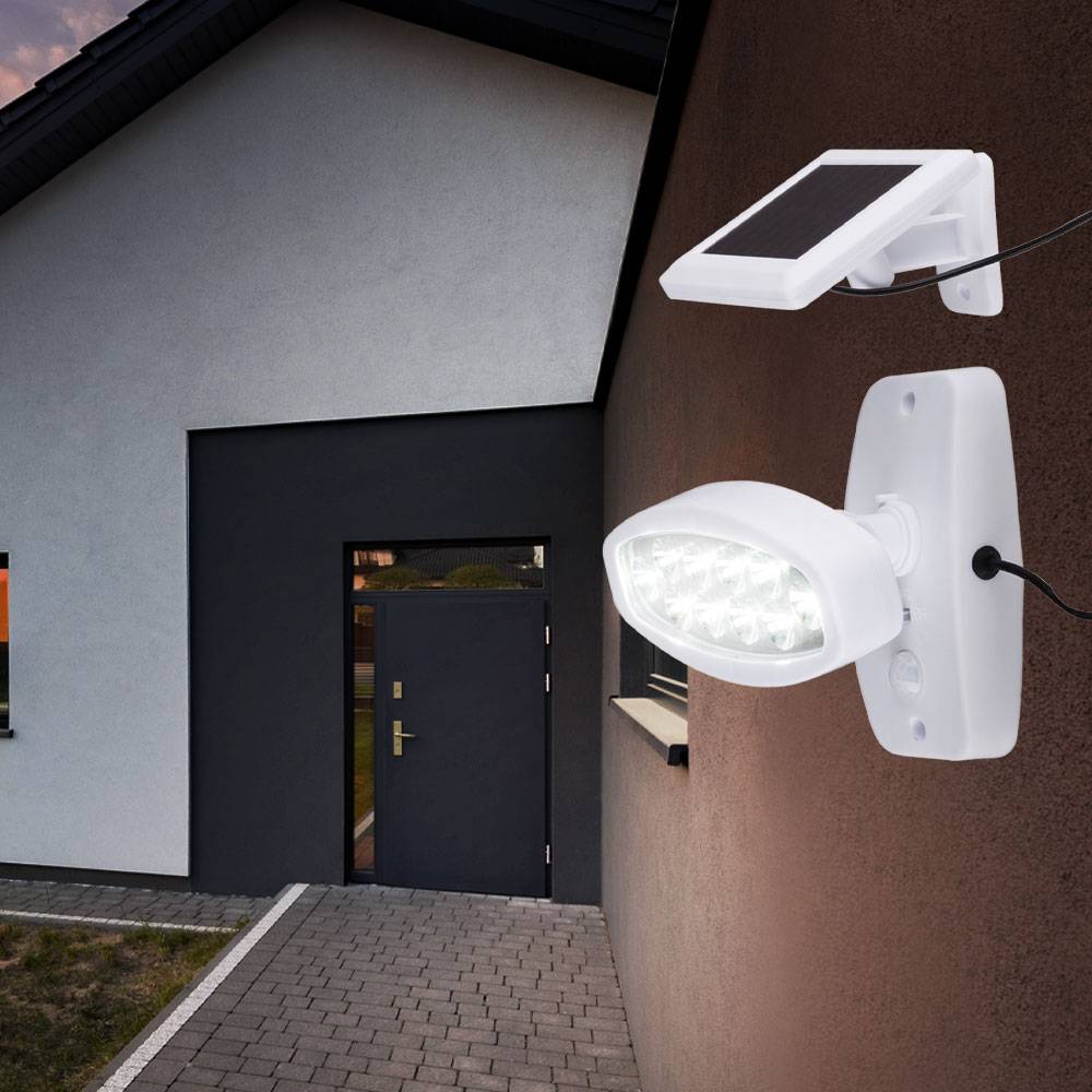 3er Set LED Solar Außen Leuchten Bewegungsmelder Wand Strahler Beleuchtungen Lampen