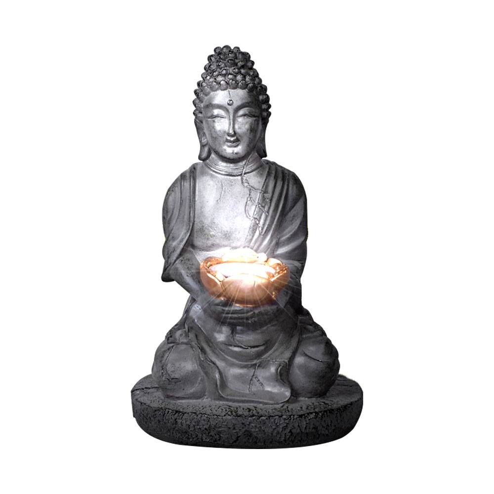 LED Solarlampe Lampe Leuchte beleuchtete Skulptur Buddha Kunststoff