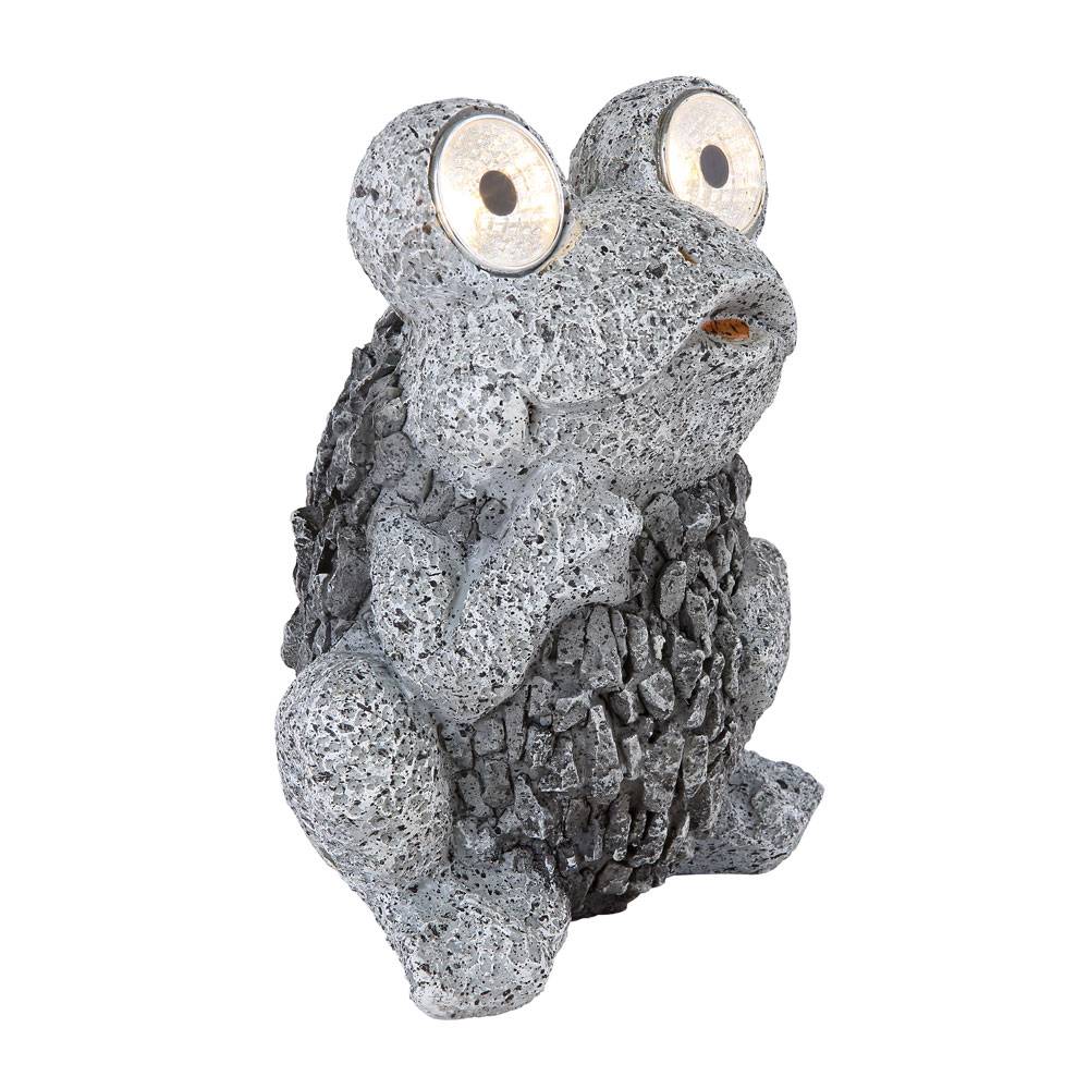 LED Solar Außen Steh Leuchte Frosch Figur grau Terrassen Beleuchtung Garten Deko