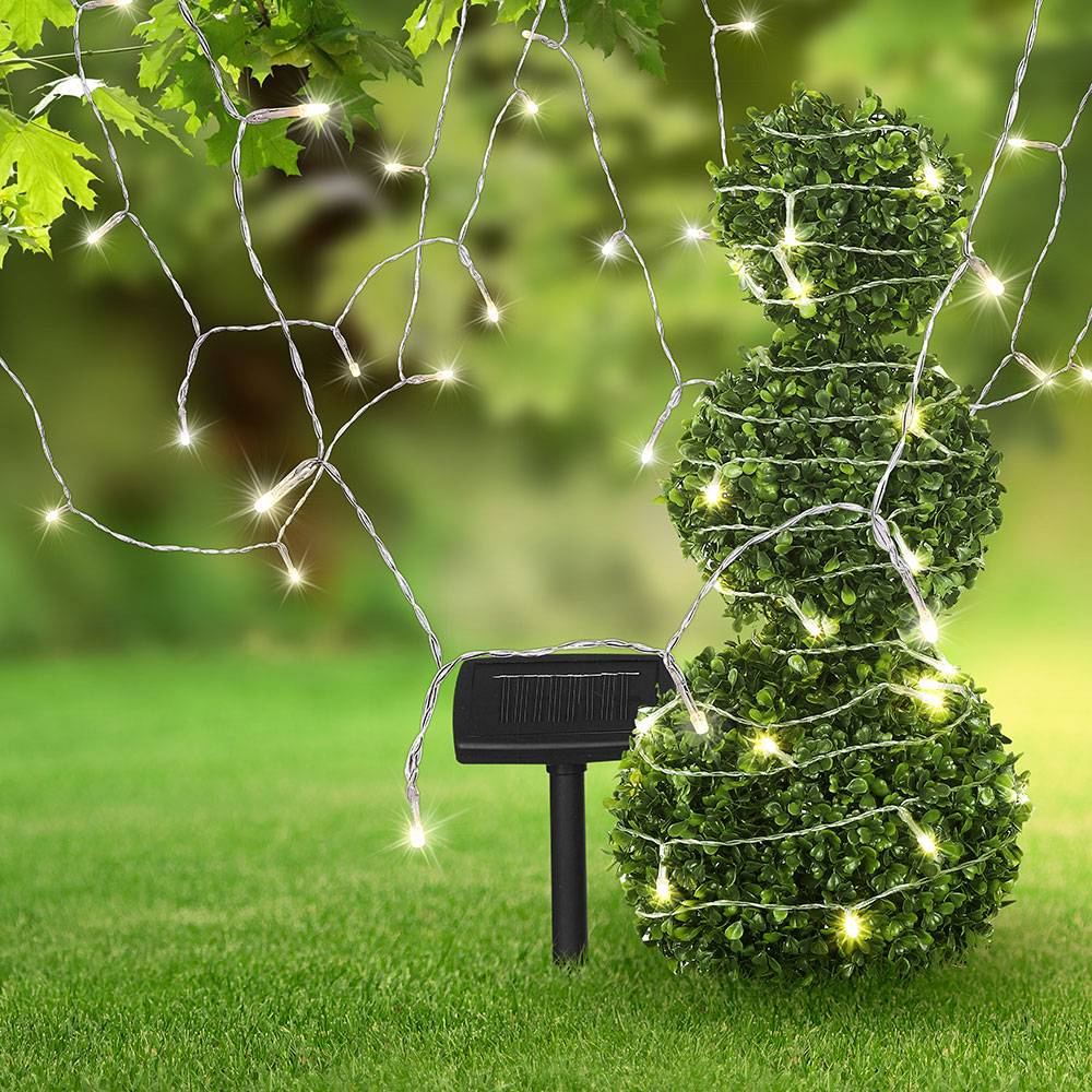 LED Solar Lichterkette Aussen Erdspieß Solarlampe Garten Dekoration Kugeln, Kunststoff schwarz transparent, LED, L 2000 cm