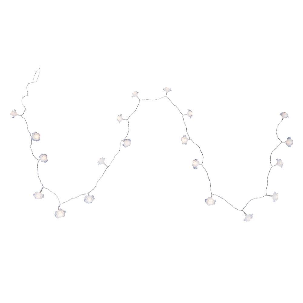 20x LED Lichter Ketten Rosen Blüten Weihnachts Deko Beleuchtung Batterie Lampen weiß