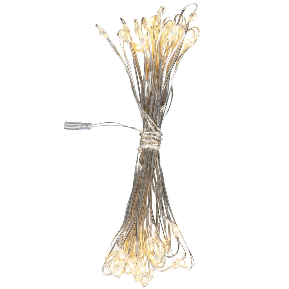 50x LED Lichter Kette Weihnachts Deko Beleuchtung Kupfer X-MAS Advents Lampe silber