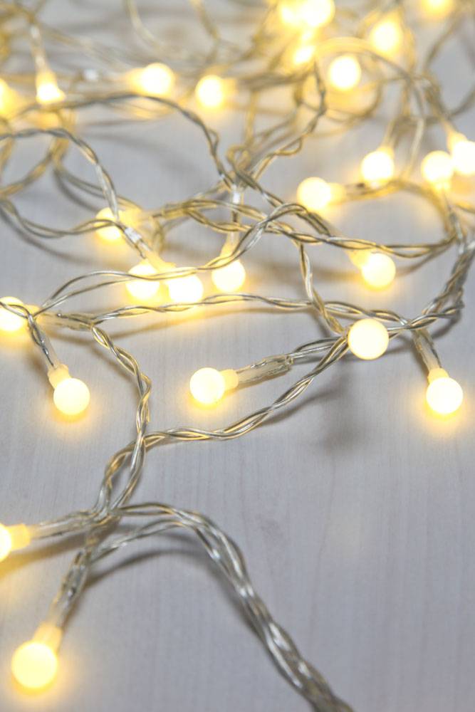 100x LED Lichter Kette Kugel Lampen Weihnachts Außen Deko Beleuchtung Länge 1290 cm