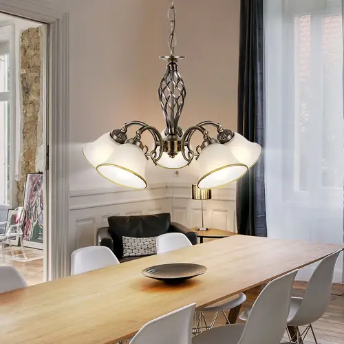 Hängelampe Kronleuchter Hängeleuchte Glasleuchte Esszimmer Lampe Altmessing, Metall Glas, 5 flammig, 5x E27 Fassungen, DxH 60x120 cm Hängelampe Kronleuchter Hängeleuchte Glasleuchte Esszimmer Lampe Altmessing, Metall Glas, 5 flammig, 5x E27 Fassungen, DxH 60x120 cm