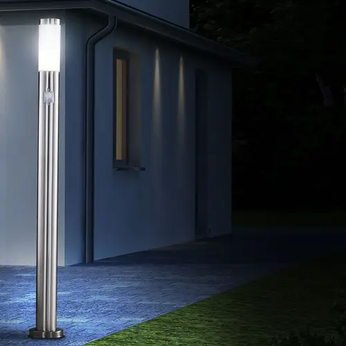 LED Edelstahl Steh Leuchte Stand Lampe Außen Beleuchtung IP44 Bewegungsmelder LED Edelstahl Steh Leuchte Stand Lampe Außen Beleuchtung IP44 Bewegungsmelder