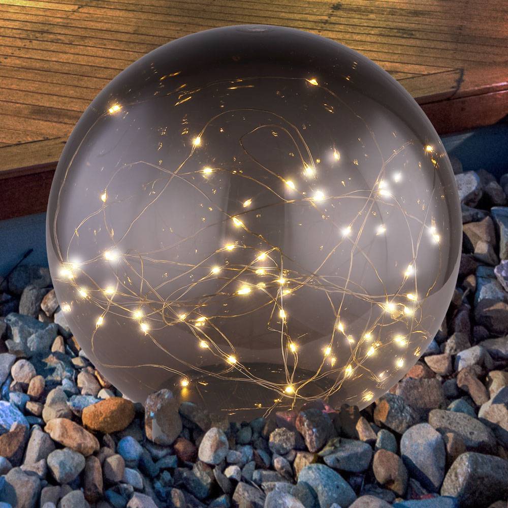 LED Solar Außen Tisch Steck Lampe Garten Lichterkette Kugel Strahler Park Lampe rauch
