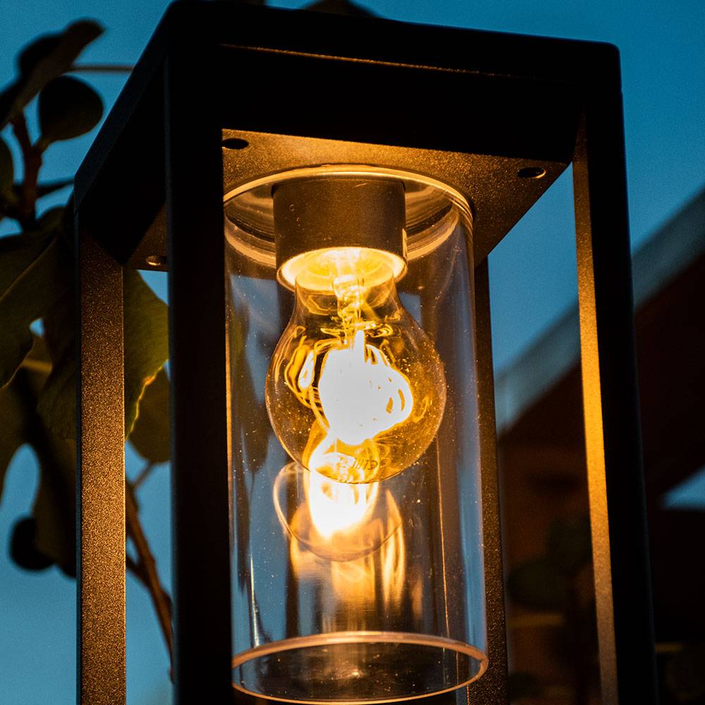 Außen Steh Lampe Garten Beleuchtung ALU Laterne Retro Hof Balkon Terrassen Deko Tisch Leuchte schwarz