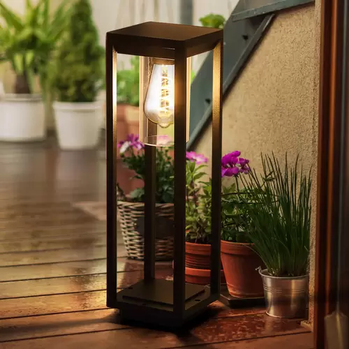 Außenlampe Stehleuchte Standlampe Garten Aluminium schwarz IP44, Druckguss, 1x E27 Fassung, LxBxH 15x15x50 cm Außenlampe Stehleuchte Standlampe Garten Aluminium schwarz IP44, Druckguss, 1x E27 Fassung, LxBxH 15x15x50 cm