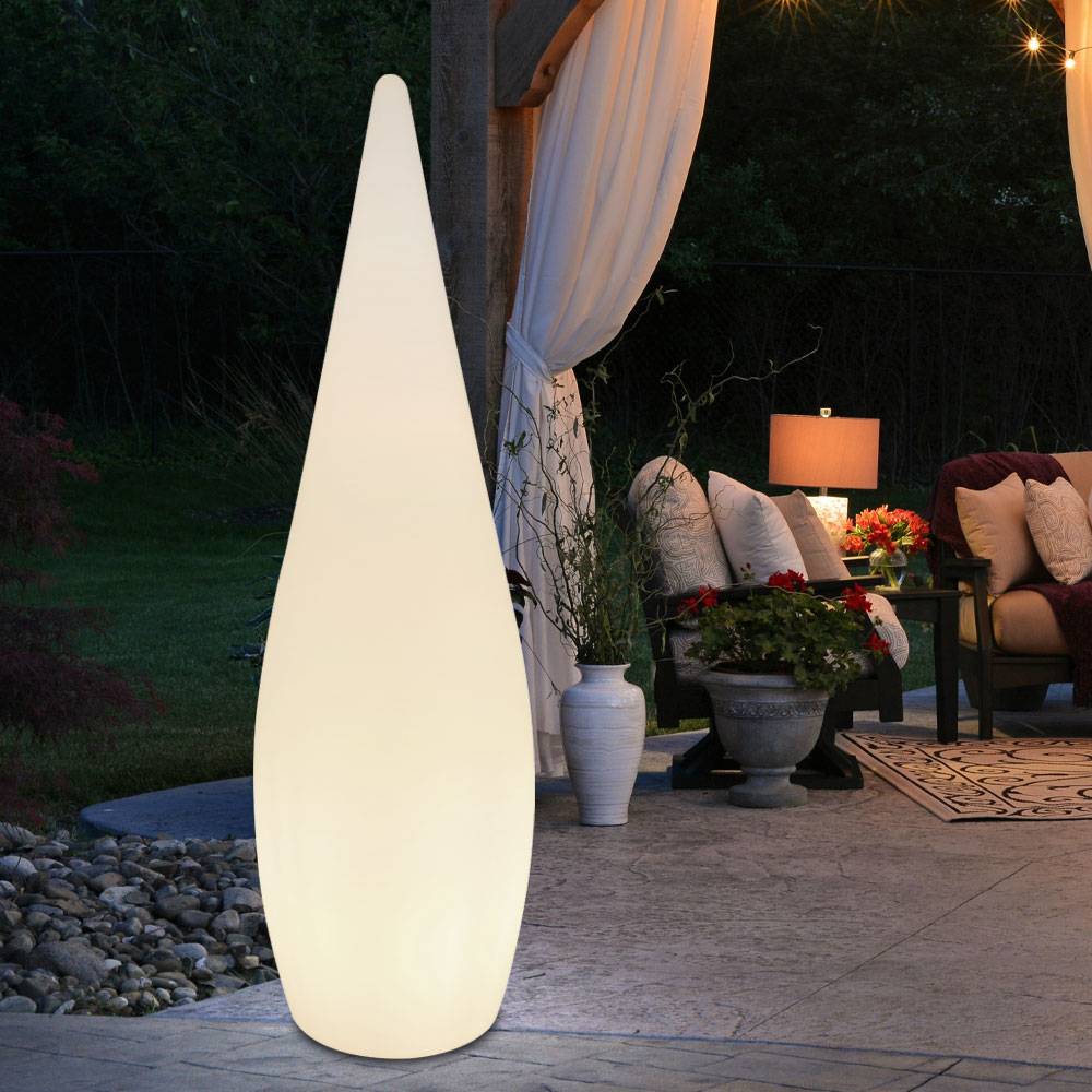 Stehleuchte Außen Gartenlampe Standleuchte Terrassenlampe mit Erdspitz zur Befestigung, Kunststoff weiß opal, 1x E27, DxH 24x80 cm
