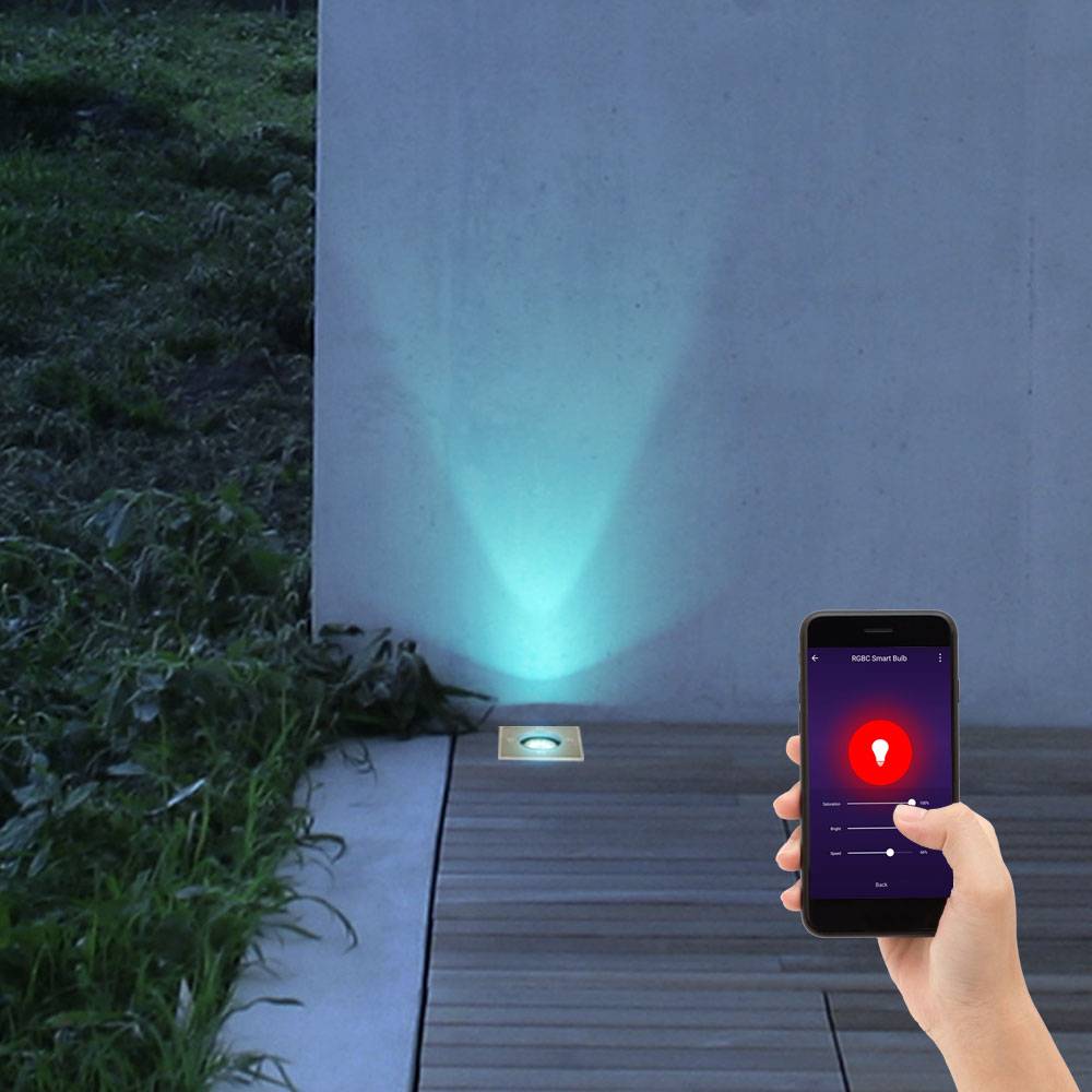 Bodeneinbaustrahler Aussen GU10 Terrassenboden Beleuchtung Bodeneinbauleuchte Außen, App-Steuerung dimmbar, Edelstahl stoßfest, Smart RGB LED 4,5W