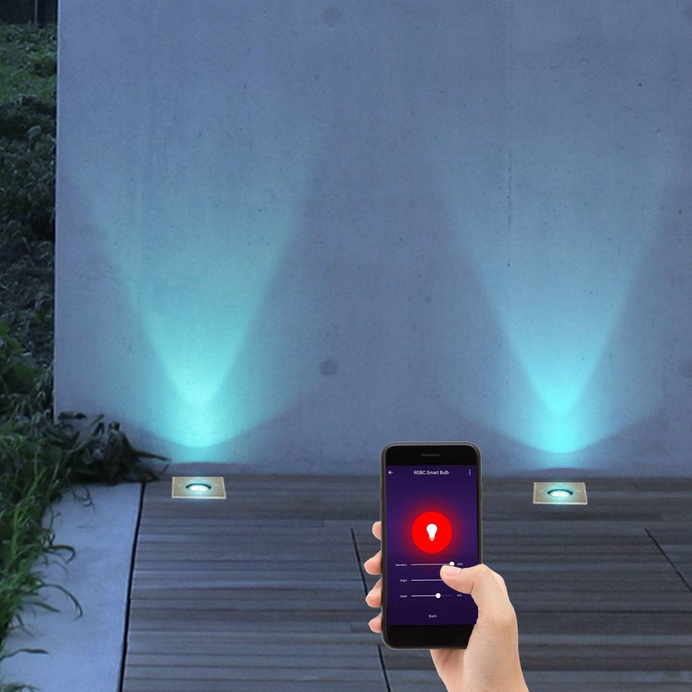 Bodeneinbaustrahler Aussen GU10 Terrassenboden Beleuchtung Bodeneinbauleuchte Außen, App-Steuerung, Edelstahl stoßfest, Smart RGB LED 4,5W 290Lm, Lx
