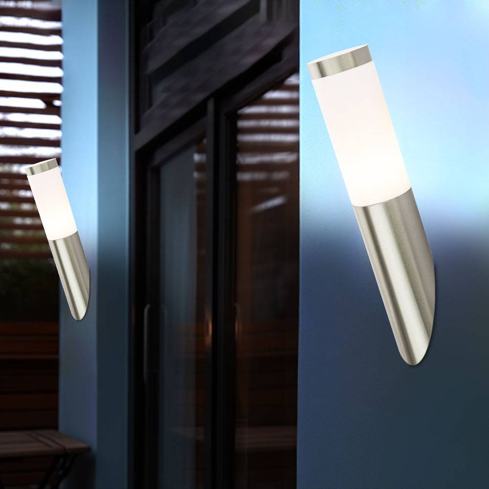 LED Wandleuchte Außenwandlampe Edelstahl Gartenlampe silber Haustürlampe, Fackel Optik, 7W 560lm warmweiß, DxH 7,6x40 cm