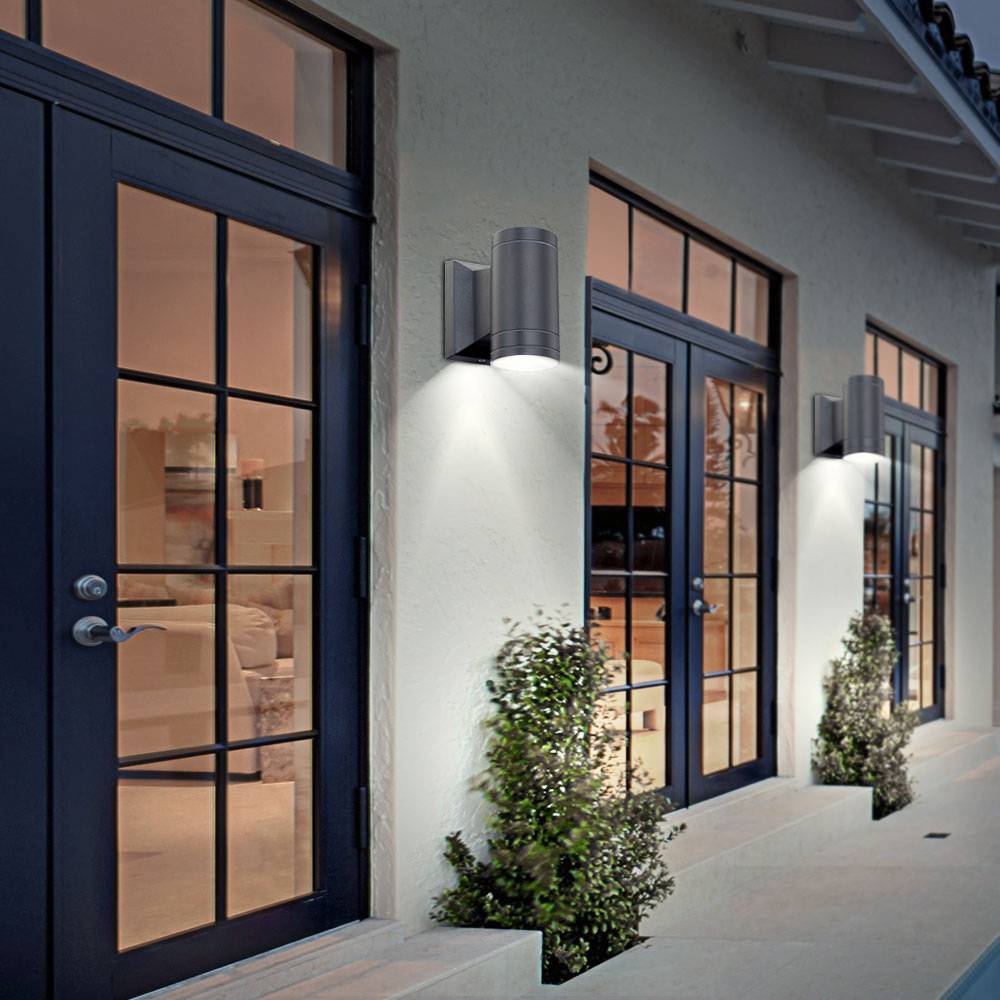 LED Außen Wand Lampe Garten Fassaden Down Strahler Terrassen ALU Leuchte