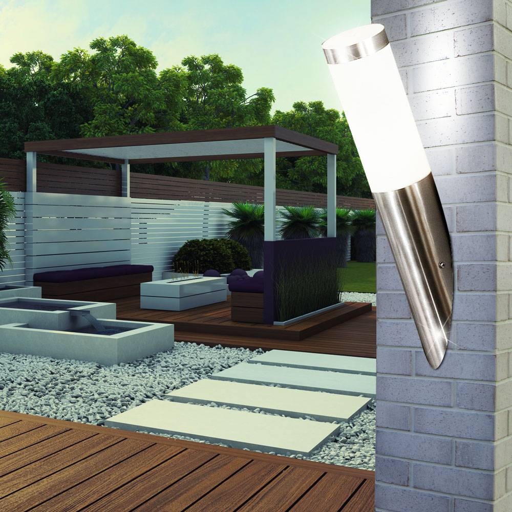 Hochwertige LED Wand Beleuchtung Außen Lampe Strahler E27 Leuchte IP44 Edelstahl