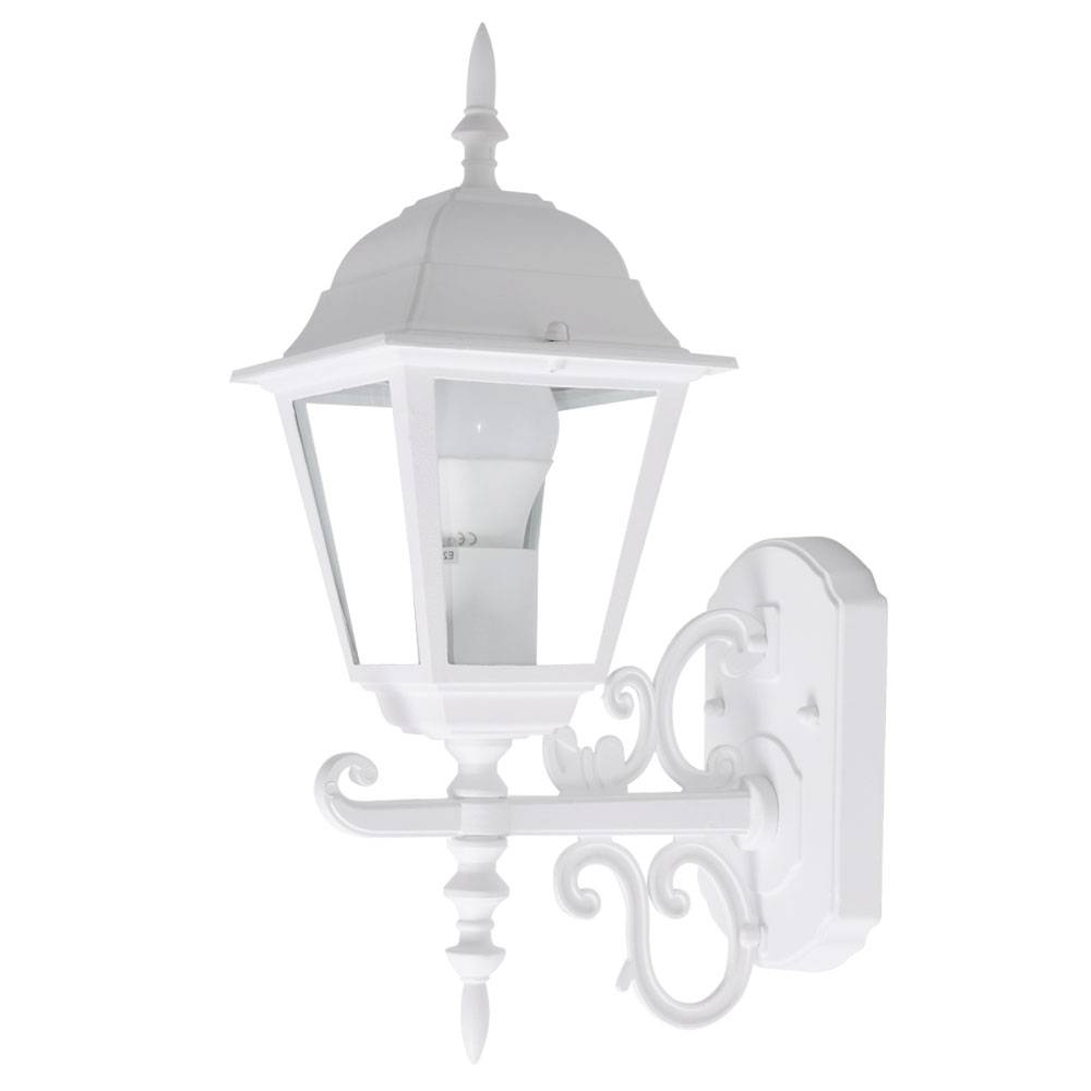 Außenleuchte Außenlampe Wandlampe Laterne Garten Eingangslampe Aluminium, Glas weiß, IP44, 1x E27 Fassung, HxBxT 44,5x18,5x24,5 cm