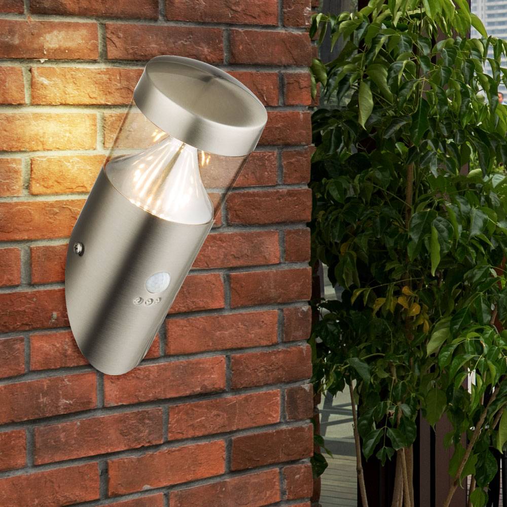 7W LED Edelstahl Außen Wand Leuchte Bewegungssensor Energie Spar Balkon Lampe