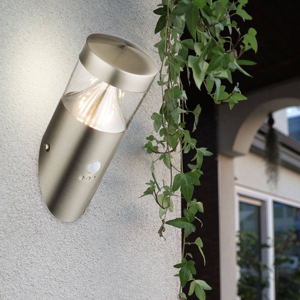 7W LED Edelstahl Außen Wand Leuchte Bewegungssensor Energie Spar Balkon Lampe