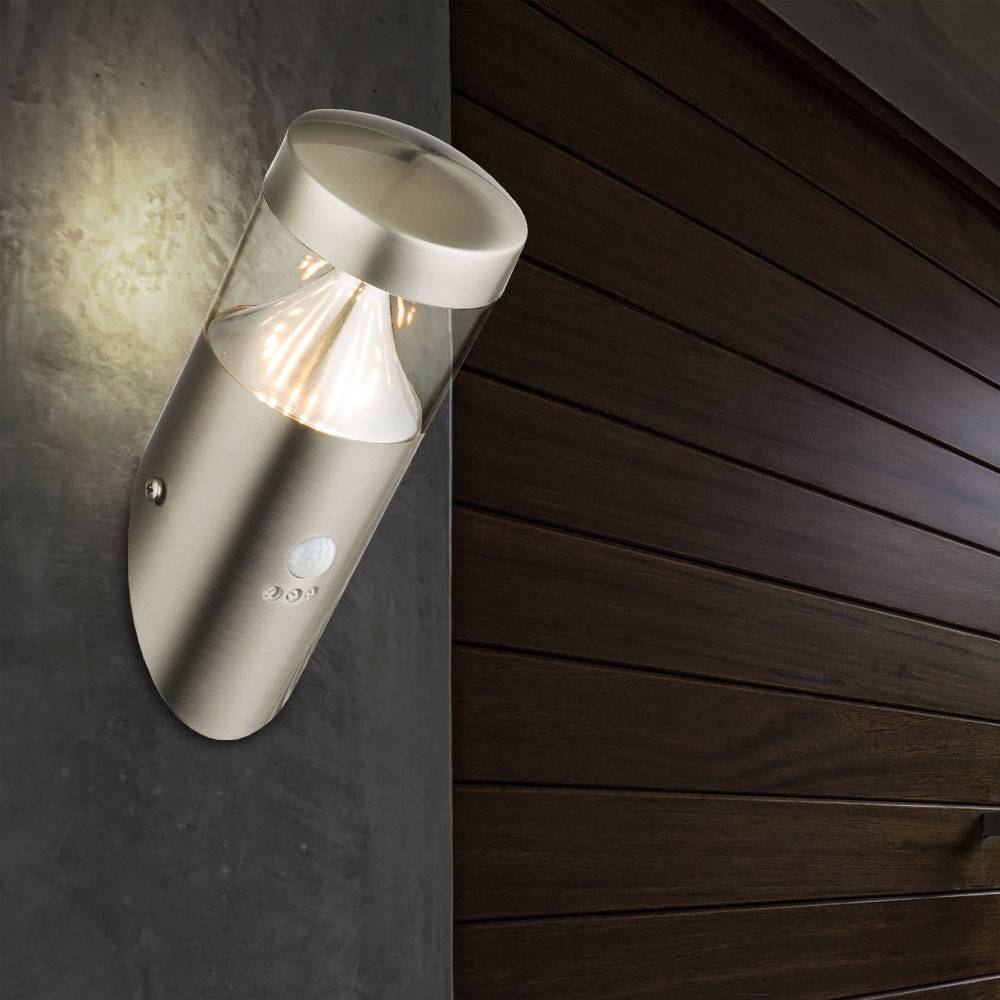 7W LED Edelstahl Außen Wand Leuchte Bewegungssensor Energie Spar Balkon Lampe
