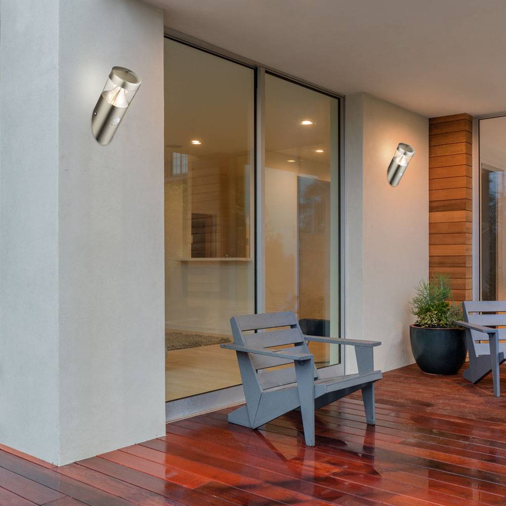 7W LED Edelstahl Außen Wand Leuchte Bewegungssensor Energie Spar Balkon Lampe
