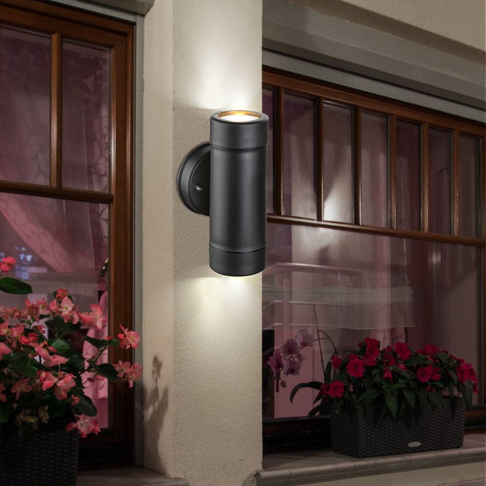 Wandlampe Wandleuchte Außenleuchte Hauswandlampe Balkonleuchte, Up & Down Strahler 2 Flammig IP44, GU10 Fassungen, BxH 8,6x16cm