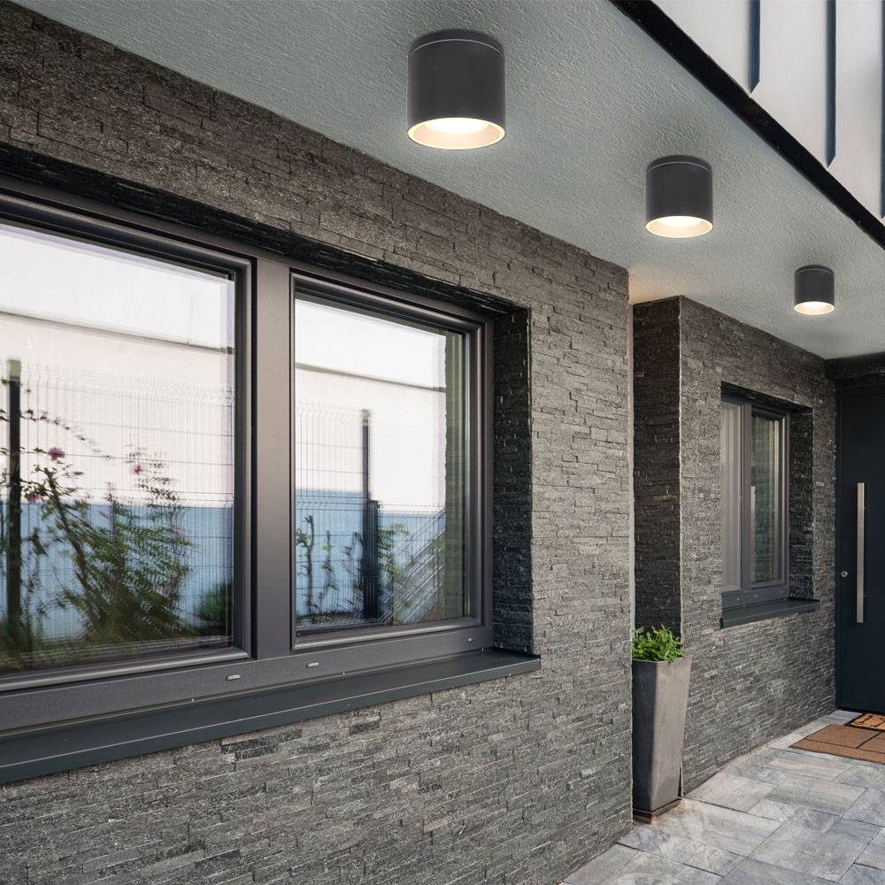 Außen Wand Spot Lampe Aluminium Leuchte Anthrazit Garten Weg Hof Beleuchtung Deckenleuchte