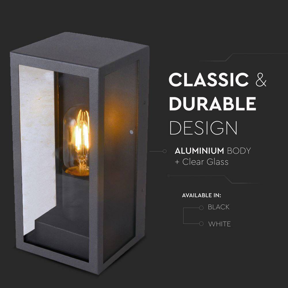 Außenleuchte Wandleuchte Wandlampe Gartenleuchte Außenlampe Hauswandleuchte Garage, IP44 Glas schwarz, 1x E27 Fassung, HxB 23,6x11,3 cm