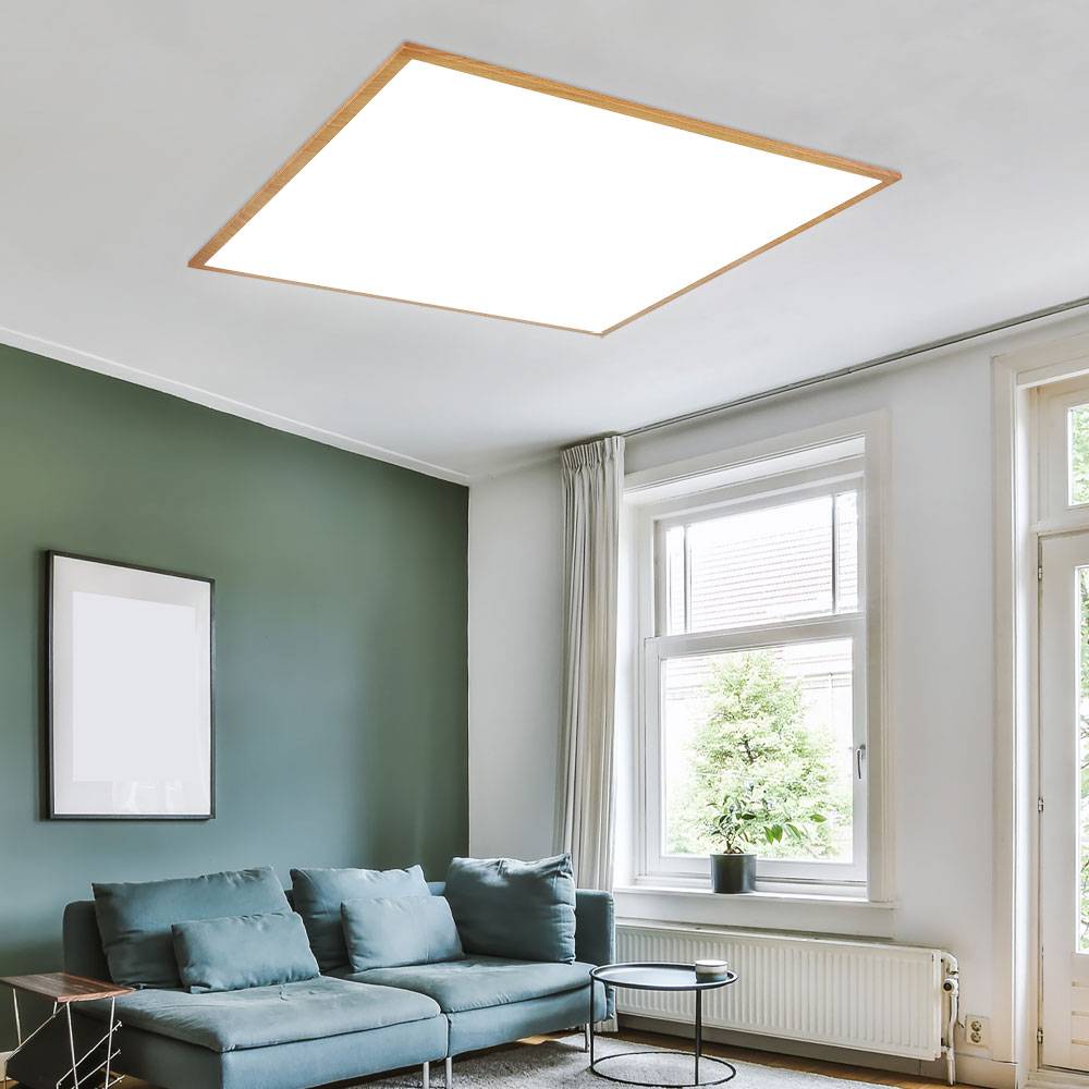 Deckenpanel Deckenleuchte Aufbaupanel Designleuchte Wohnzimmerleuchte in Holzoptik, Aluminium Kunststoff, 1x LED 36 Watt 2250 Lumen warmweiß, LxBxH