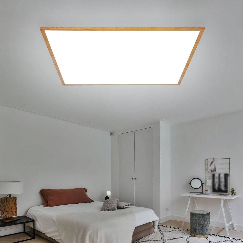 Deckenpanel Deckenleuchte Aufbaupanel Designleuchte Wohnzimmerleuchte in Holzoptik, Aluminium Kunststoff, 1x LED 36 Watt 2250 Lumen warmweiß, LxBxH