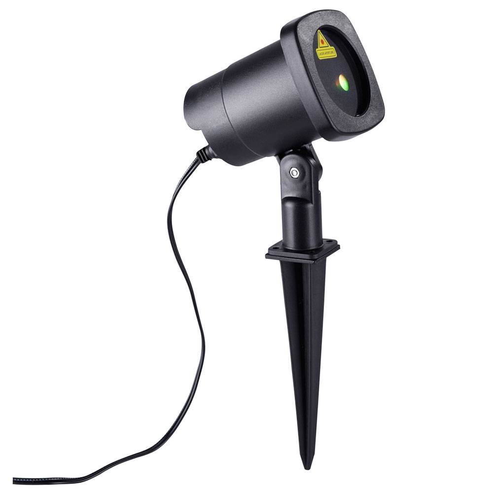 LED Steckleuchte Außenleuchte Garten Dekoleuchte Laser rotierend, rot-grüne Lichteffekte, 6 Watt, LxBxH 10,5x8,4x15 cm