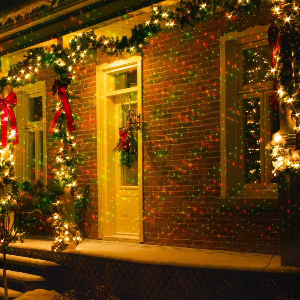 LED Steckleuchte Außenleuchte Garten Dekoleuchte Laser rotierend, rot-grüne Lichteffekte, 6 Watt, LxBxH 10,5x8,4x15 cm