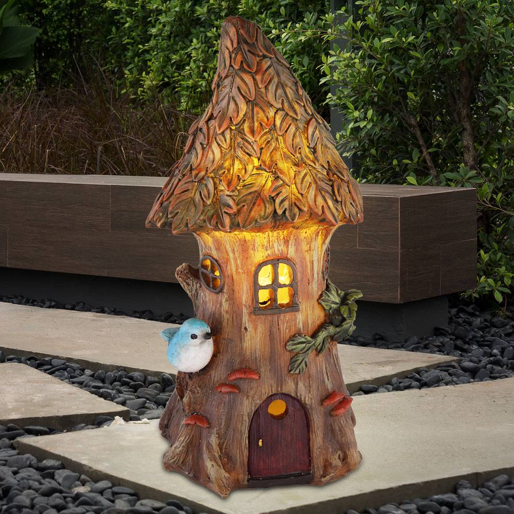 LED Solar Lampe Garten Beet Deko Beleuchtung Baum Haus Design Leuchte braun grün