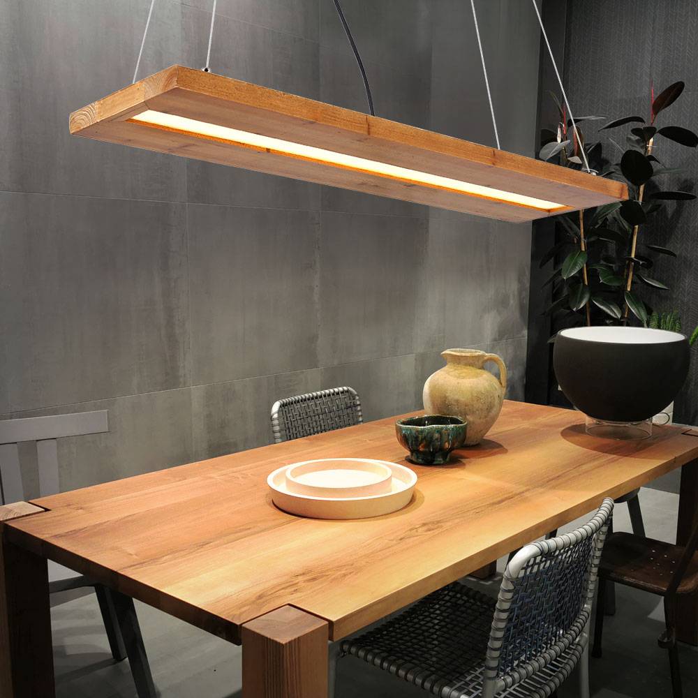 Pendelleuchte Hängeleuchte Holzlampe hängend Esstischleuchte satiniert dunkelbraun mit höhenverstellung, Metall schwarz, 1x LED 25 W 1380 lm warmwe