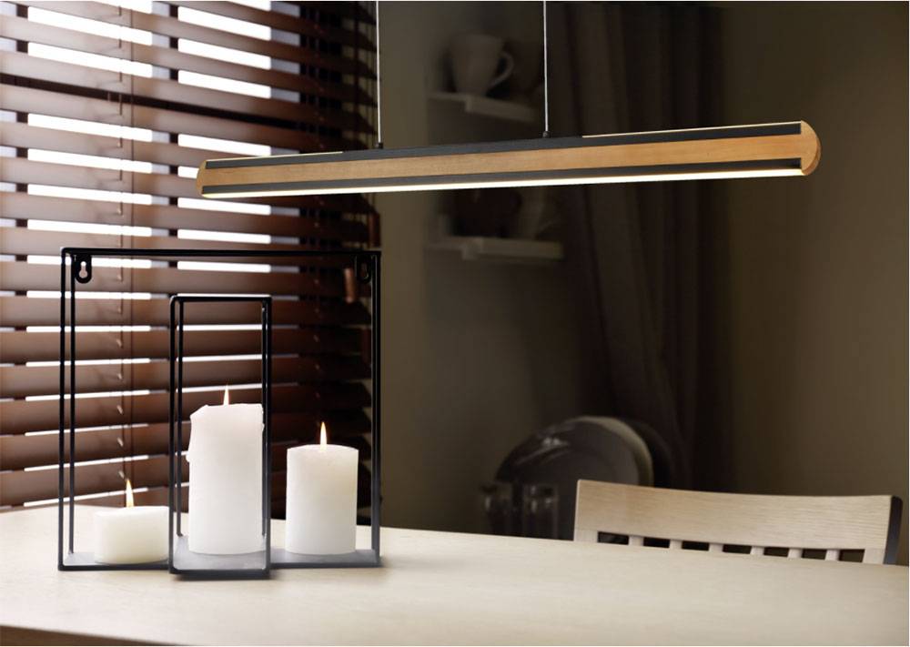 Pendelleuchte Holzleuchte Hängelampe Esszimmer, Sensordimmer Touchfunktion CCT Up and down Memory Funktion, 1x LED 42 Watt 3200 Lumen, warmweiß-tges