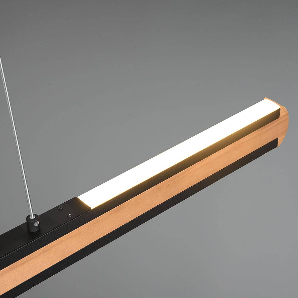 Pendelleuchte Holzleuchte Hängelampe Esszimmer, Sensordimmer Touchfunktion CCT Up and down Memory Funktion, 1x LED 42 Watt 3200 Lumen, warmweiß-tges