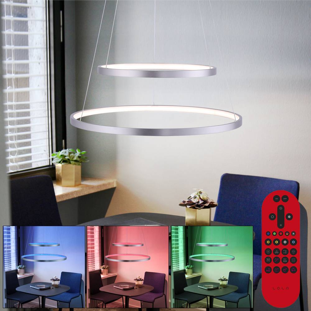 Hängelampe dimmbar Fernbedienung Pendelleuchte mit Fernbedienung Lampe Smart Home, CCT App-Steuerung Programme, LED 39W 1500Lm 2700-5000K, DxH