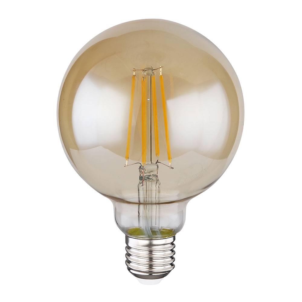 Vintage Leuchtmittel E27 Vintage Glühbirne LED Retro Filament Leuchtmittel, Glas Amber, 7 Watt 700 Lumen 2700 Kelvin warmweiß, DxH 9,5x14 cm