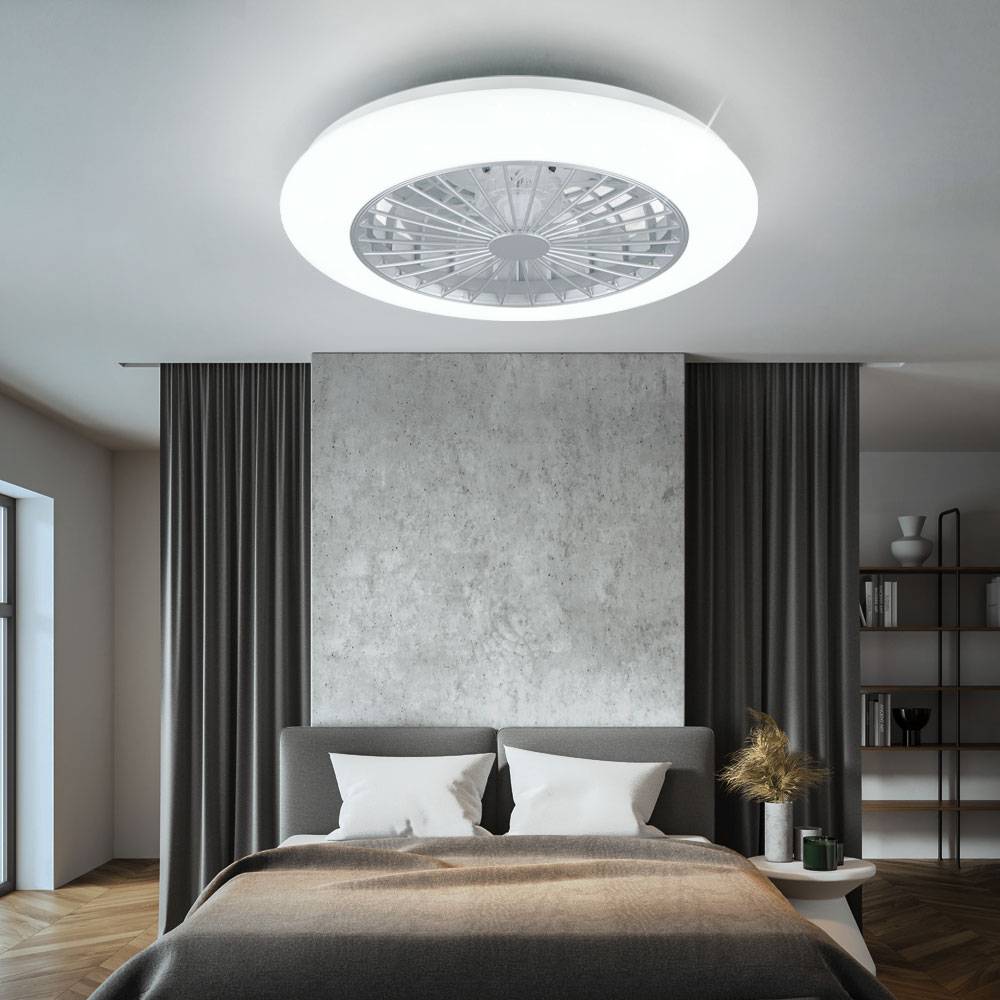 Deckenventilator Ventilator mit Beleuchtung Deckenleuchte Wohnzimmer, Fernbedienung dimmbar Nachtlicht Timer Sternenhimmeleffekt, titanfarben, 1x