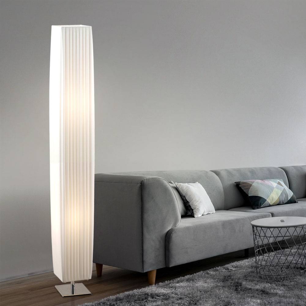 Stehleuchte Standleuchte Stehlampe Standlampe, Metall Chrom Textil, 2x E27, L x B x H 14 x 14 x 19 cm