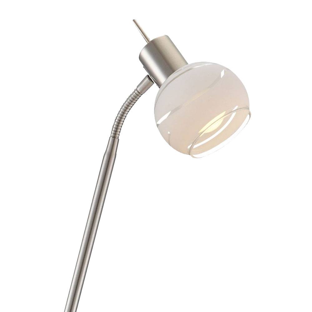 verstellbare Stehlampe LED Eckenstehlampe LED Stehleuchte Modern, Glas Metall, Flexo Kippschalter, LED 5W 320Lm warmweiß, DxH 49x145 cm