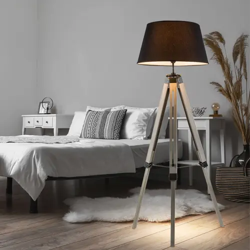 Stehleuchte Wohnzimmer grau Stehlampe Metall Standleuchte Stativ Holz, Textilschirm, 1x E27 Fassung, DxH 65x145 cm Stehleuchte Wohnzimmer grau Stehlampe Metall Standleuchte Stativ Holz, Textilschirm, 1x E27 Fassung, DxH 65x145 cm