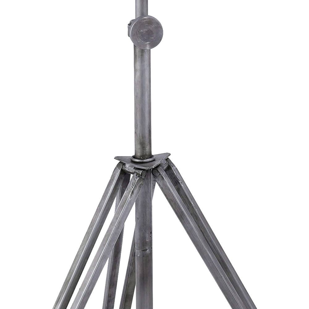 Stehleuchte höhenverstellbar Retro Scheinwerfer Standleuchte silber grau, beweglicher Strahler, 1x E27, LxBxH 70x70x220 cm