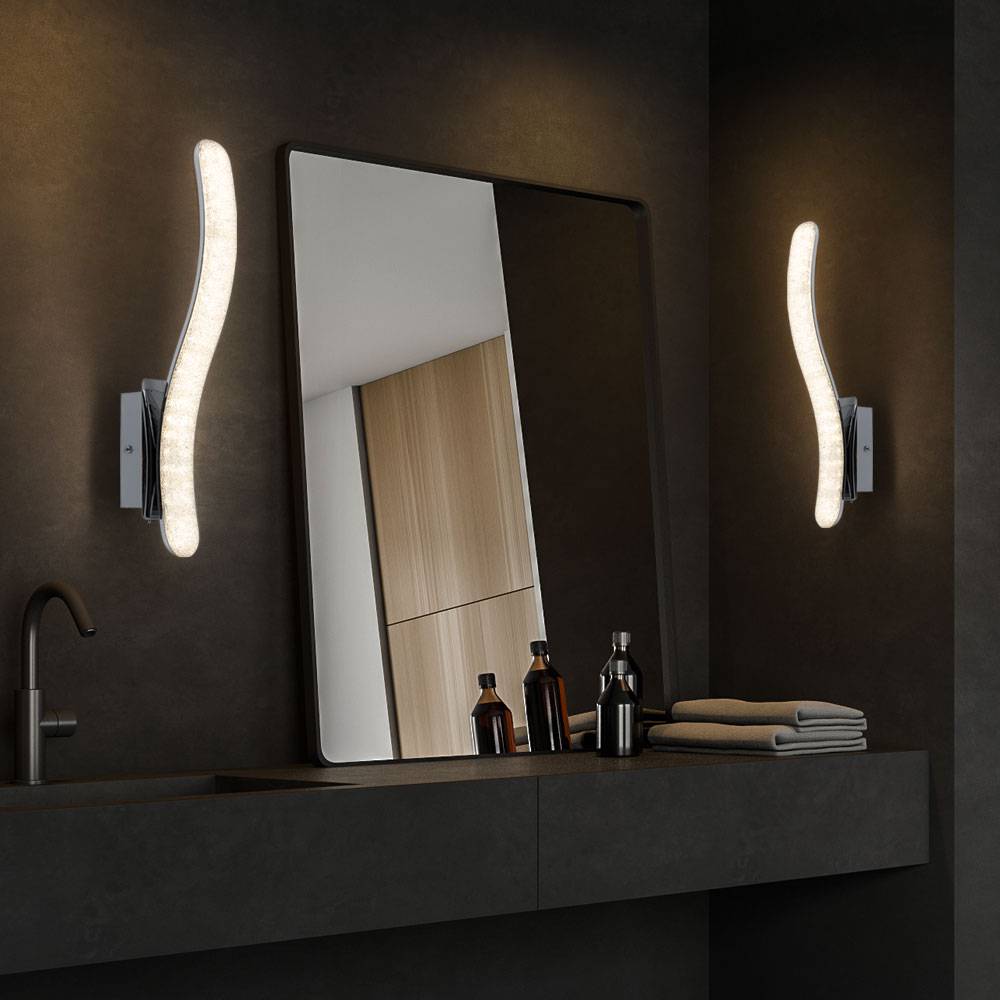 LED Wand Leuchte Schlaf Gäste Zimmer Kristall Chrom Flur Lampe