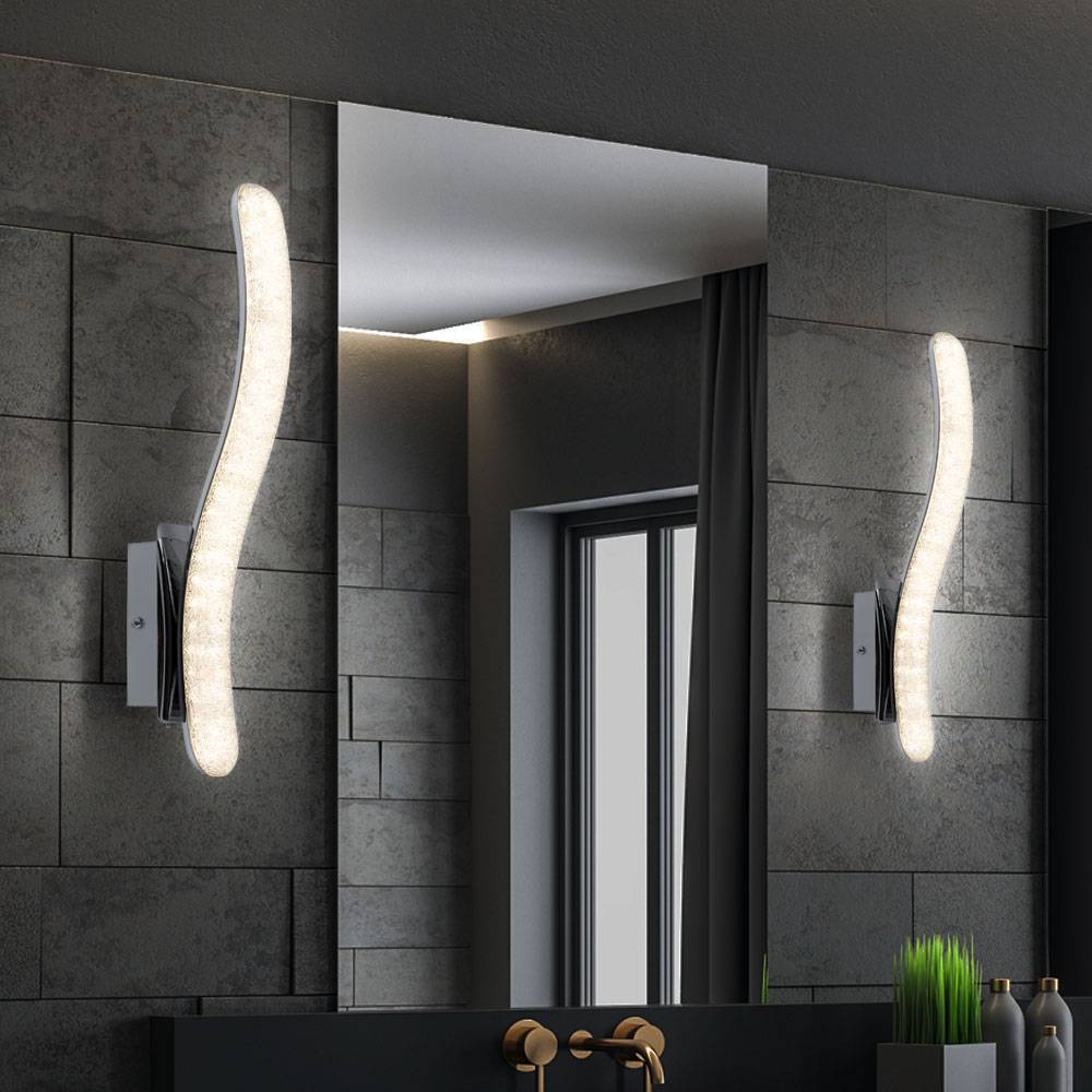 LED Wand Leuchte Schlaf Gäste Zimmer Kristall Chrom Flur Lampe