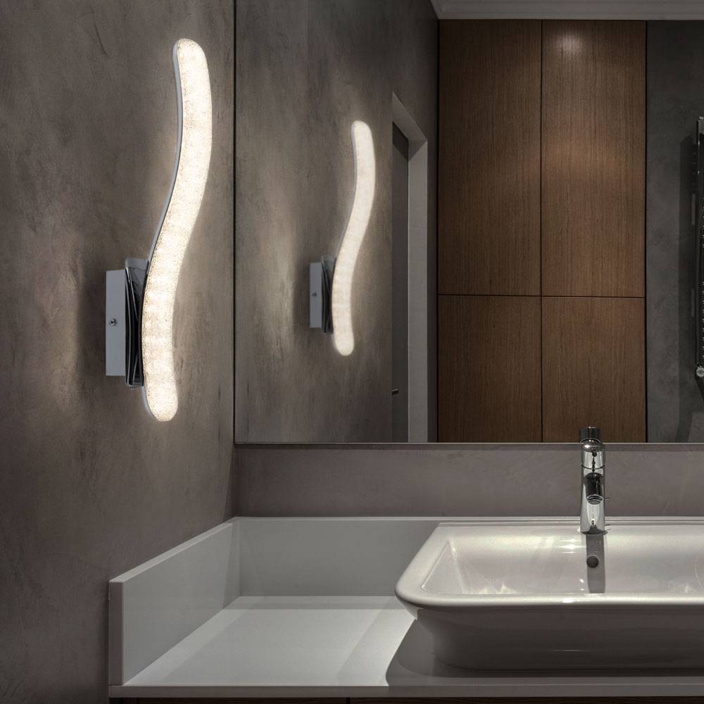LED Wand Leuchte Schlaf Gäste Zimmer Kristall Chrom Flur Lampe