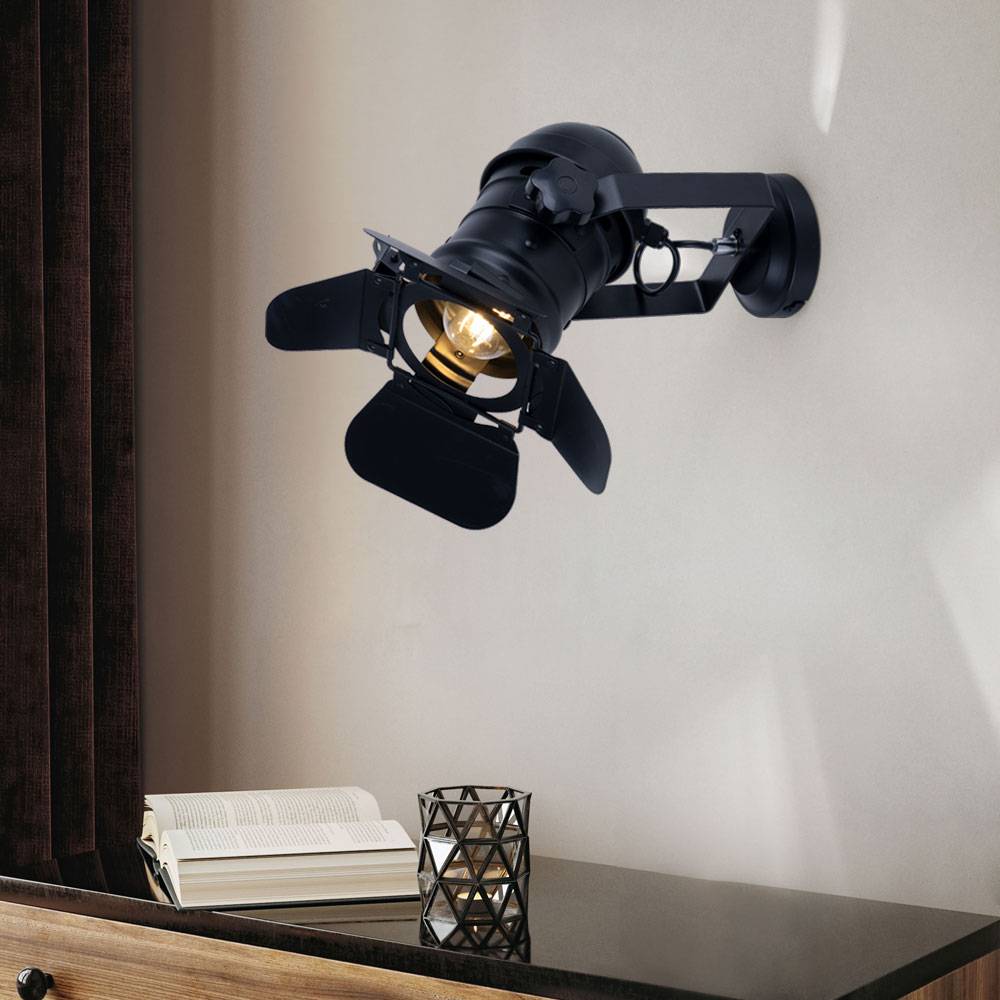 Deckenlampe Deckenleuchte Wandleuchte Wandlampe Strahler, Spot beweglich, Metall schwarz, E27 Fassung, BxHxÜ 22x32x38cm