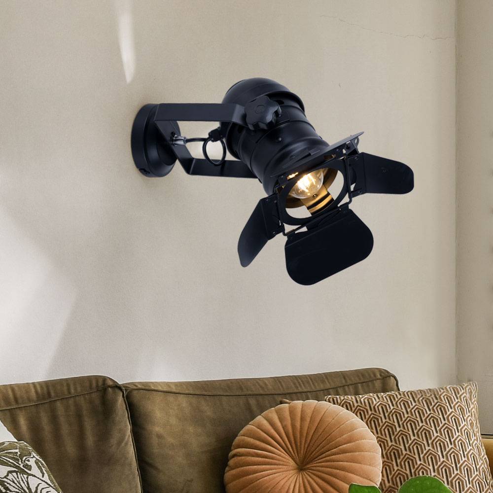 Deckenlampe Deckenleuchte Wandleuchte Wandlampe Strahler, Spot beweglich, Metall schwarz, E27 Fassung, BxHxÜ 22x32x38cm