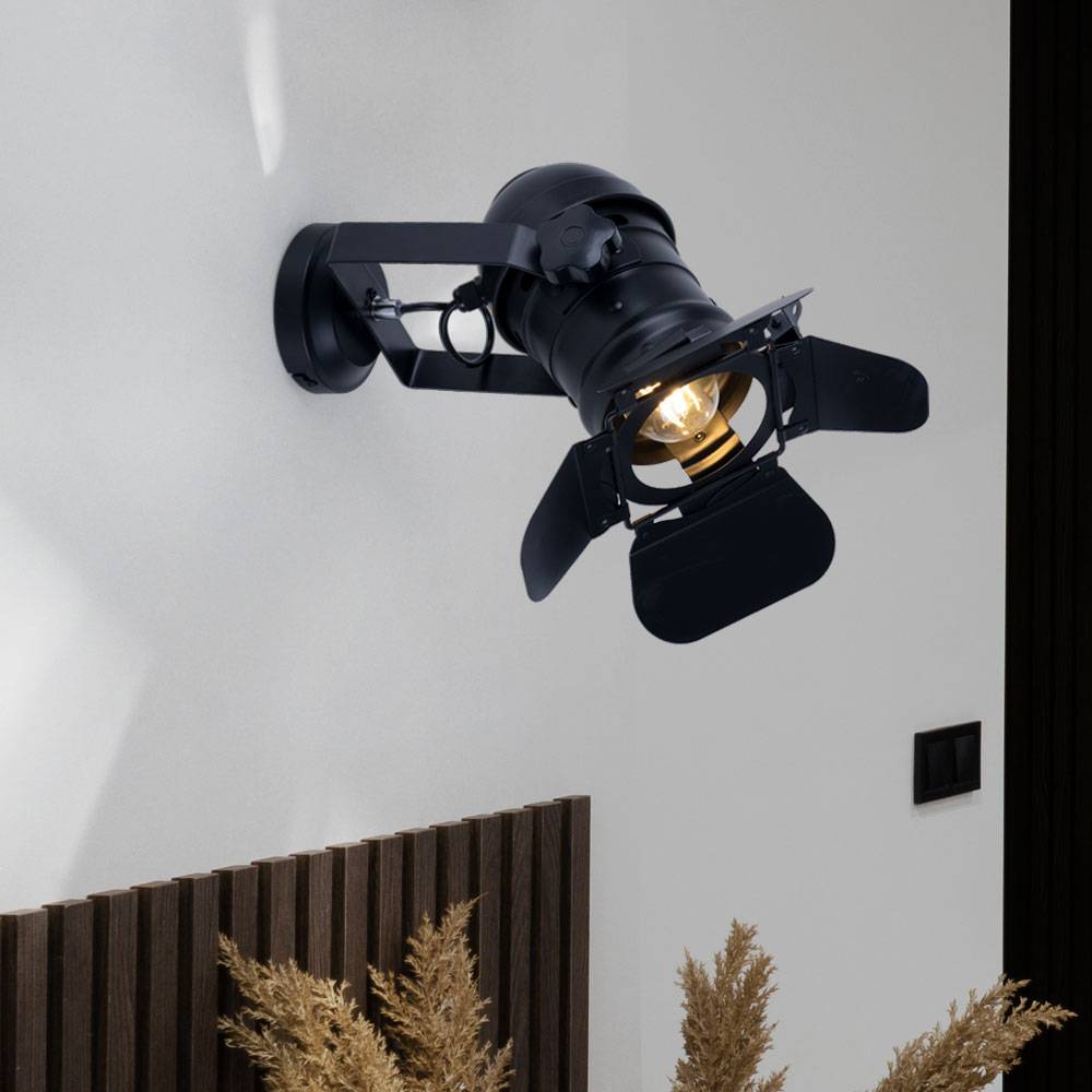 Deckenlampe Deckenleuchte Wandleuchte Wandlampe Strahler, Spot beweglich, Metall schwarz, E27 Fassung, BxHxÜ 22x32x38cm